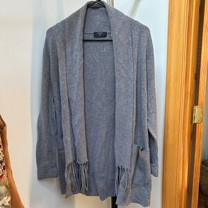 T Tahari Soft Gray Open Front Cardigan